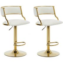 Juego de 2 Taburetes de Bar en Terciopelo Acolchado Sillas de Mostrador con Respaldo Curvado Chic para el Hogar Pub Restaurante, Beige, Wahson