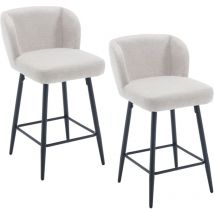 Juego de 2 Taburetes de Bar Tapizados en Lino con Respaldo para Bar Restaurante, Avena, Wahson