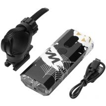 Woosien - Wake Fahrradlicht 600 usb aufladbares regensicheres Fahrradlicht-Set mit Halter 2000 mAh Fahrradlichter, schwarz