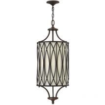 Pendelleuchte Deckenlampe Hängeleuchte Stahl Leinen Bronze d 30,5 cm 3 Flammig