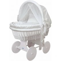 Landau berceau/couffin bébé, complet, plusieurs modèles disponibles:blanc, Cadre/roues peintes en blanc - Waldin