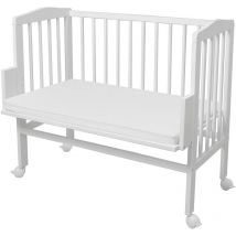 Lit cododo pour bébé, bois de hêtre massif, hauteur réglable:Peint en blanc - Waldin
