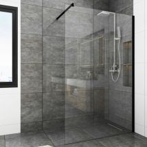 Walk in Dusche Nano Beschichtung esg 8mm Walk in Duschwand Glas mit Stabilisator schwarz 120x195 cm - Witen&nock