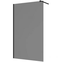 Parama - Doccia Walk-in 90 cm Profili in Alluminio Nero Opaco Vetro 8mm Fumè con Trattamento Anticalcare h200 Regolabile 88-90cm - Reversibile Mod.