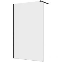 Doccia Walk-in 80 cm Profili in Alluminio Nero Opaco Vetro 8mm Trasparente con Trattamento Anticalcare h200 Regolabile 78-80cm - Reversibile Mod.