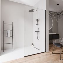 Walk-In Bernstein EX102-2 10mm Nano Klarglas Edelstahl Schwarz matt 140x220cm mit Bodenprofil