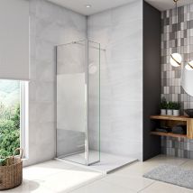Aica Italy - walk in Doccia 100x200cm Due Pareti (70+30)cm Vetro 8mm Temperato Anticalcare Fascia Opaca Centrale anti frantumi Barra Stabilizzatrice