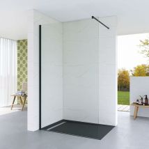 Walk in Dusche Duschabtrennung schwarz Begehbare Duschwand bodengleich Glasduschwand Glastrennwand barrierefrei Sicherheitsglas 8 mm Lotus-Effekt