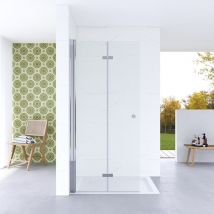 Walk-in Dusche Duschtür Duschwand Duschabtrennung 5mm esg Klares Sicherheitsglas Rahmenlos Falttür Duschkabine Aqua Lavos 75x187 cm