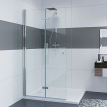 Walk in Dusche Duschwand Glas Duschkabine Duschtrennwand Falttüren Begehbare Duschabtrennung Rahmenlos ohne Duschwanne, 100x185 cm - Impts