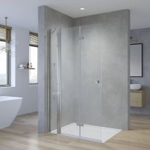 Walk In Dusche Falttür Duschwand Drehfalttür mit Festteil und Acryl-Eckregale Duschtrennwand Glaswand Duschtür 5mm esg Klares Sicherheitsglas Aqua