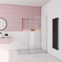 Walk in Duschkabine 100x200cm Duschwand mit 40x200cm Flipper Panel mit 70-120cm flexiblen Stabilisator 10mm Nano-ESG Duschtrennwand