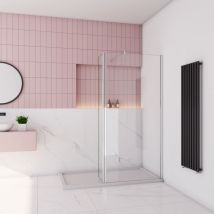 Walk in Duschkabine 150x200cm Duschwand mit 40x200cm Flipper Panel mit 70-120cm flexiblen Stabilisator 10mm Nano-ESG Duschtrennwand