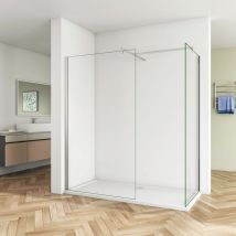 B:90 x T:110 x H:200cm Walk in Duschwand 10mm nano esg Glas Duschkabine Duschabtrennung +2 x Stabilisierungs Stange