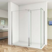 B:140 x T:85 x H:200cm Walk in Duschwand 8mm nano esg Glas Duschkabine +2 x Stabilisierungs Stange+Flipper Panel 40x200cm