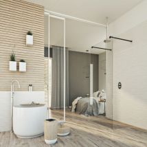 Duschwand in Klarglas 8 mm h 198 mod. Walk In Black Free 90 cm