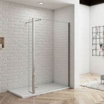 85x200cm Walk in Duschwand+40x200cm Flipper Panel + 73-120cm Stabilisator 8mm nano esg Glas Duschwand