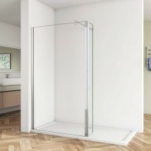 60x200cm Walk in Duschwand+40x200cm Flipper Panel + f Form:90cm Stabilisator 8mm nano esg Glas Duschwand