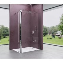 Walk-In Duschwand für Dusche Duschabtrennung 130x200cm 8mm Klarglas mit 30cm Nebenteil ESG-Sicherheitsglas mit Nanobeschichtung Rechteckiger