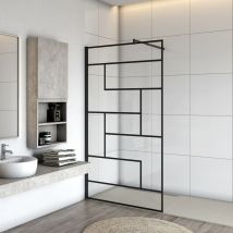 70x200cm schwarze unregelmäßige Form Walk In Duschabtrennung + 70-120cm Schwarz Stabilisator Duschkabine 8mm NANO ESG Glas