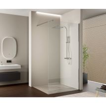 BERNSTEIN - Cabina de ducha italiana de cristal templado 10mm Perfil para cabina de ducha de aluminio - EX103 - 200x140cm, redonda, Cromo, Sin LED