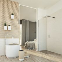 Idralite - Parete doccia vetro 8 mm h 198 cm mod. Walk in Lato 110 cm Black