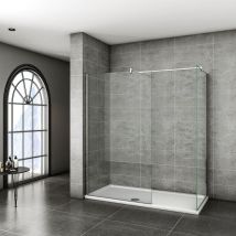 Walk in Shower Screens 1000x1950mm Two Chrome Glass 1950 height with Side panel 700x1950mm + 1600x700mm Shower Tray Free Waste - Chrome