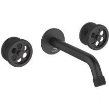 Laveo - Retro Industrial Concealed Bathroom Mixer Tap Black Two Knobs