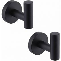 Swyeoot - Wall Hook Bathroom Towel Rack Hooks Coat Rack Matte Black Stainless Steel SUS304 Coat Rack Holder Towel Rack Storage 2 Pieces