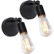 Wall Lamp, Modern 180 Degree Adjustable Wall Lamp, Simple Metal Wall Sconces for Bedroom Living Room Dining Room Black 2PCS