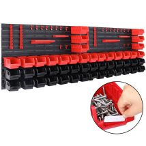 DEUBA Tool Rack Garage Wall Storage System Plastic Bins Storage Kit 45 or 90 Pcs Tools Organiser Home Shelves Unit Stackable Pegboard Boxes Red &