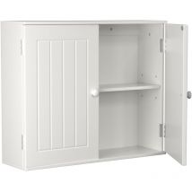 Dayplus - Wall Mounted Cabinet Floating Wall Shelf Storage Unit Cupboard 2 Door White Home