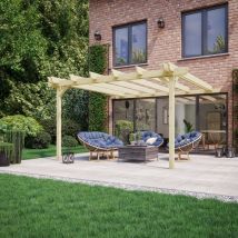 Rutland County Garden Furniture Ltd - Wall Mounted Double Garden Pergola - Wood - L300 x W360 x H270 cm - Light Green