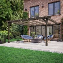 Rutland County Garden Furniture Ltd - Wall Mounted Double Premium Pergola - Wood - L240 x W360 x H270 cm - Rustic Brown