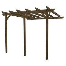 Rutland County Garden Furniture Ltd - Wall Mounted Garden Pergola 3 Posts - Wood - L180 x W480 x H270 cm - Rustic Brown