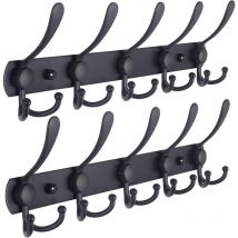 Ugreat - Wall Mounted Hanger - 5 Three Hooks, Heavy Duty Stainless Steel, Metal Hanger for Wardrobe Towel Rack Bathrobe Entryway Hall Bathroom