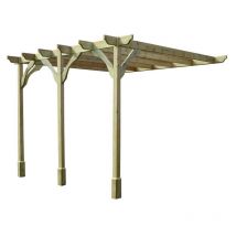 Rutland County Garden Furniture Ltd - Wall Mounted Premium Pergola 3 Posts - Wood - L300 x W480 x H270 cm - Light Green