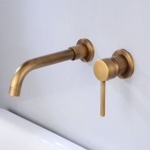 Wall Mounted Sink Faucet, High Quality Brass Wall Mounted Mixer Tap, Built-in Bathroom Faucet, 360° Rotating Hot and Cold Faucet, Antique Colors