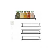 Wall Mounted Spice Rack Space Saving Cabinet Spice Organizer (black - 4 Pieces)