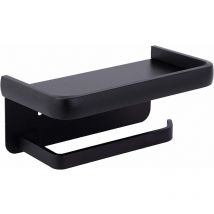 ZVD - Wall Mounted Toilet Paper Holder Aluminum Roll Holder Toilet Paper Holder with Storage Shelf Black