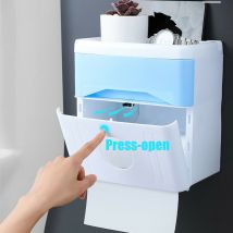 Wall Mounted Toilet Tissue Box Watertight Box with Drawers and Shelves Bathroom (Blue)