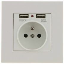 Ousudela - Wall Socket, Wall Power Socket with Double usb 5V/2100mA, Built-in Socket with 2 usb Ports Convenient and Handy