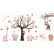 Sticker mural Animal Arbre Sticker mural Sticker mural Éléphant Girafe