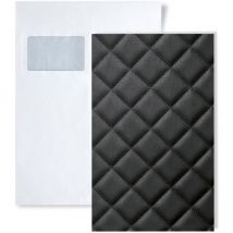 Wallface - 1 sample piece S-15029 rombo 40 nero Leather Collection Sample of wall panel in din A5 size