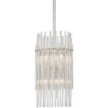 Hudson Valley Lighting - Wallis Lámpara Colgante 6 Luces Níquel Pulido, Vidrio