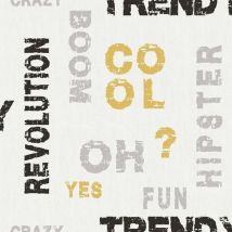 Noordwand - Wallpaper Friends & Coffee Words and Letters Grey and Black