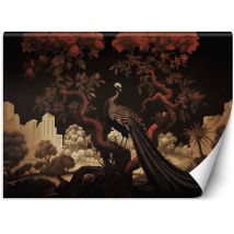 Fotomurale GBShop "Peacock Animal Tree" 450x315 cm - Carta fodera premium - Finitura opaca - Facile da applicare