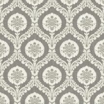Wallquest Caspia Traditional Wallpaper Grey White Floral Acrylic Coated