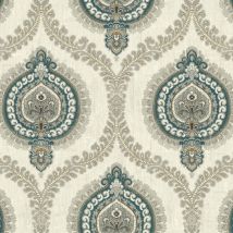 Wallquest - Sunhani Teal Grey Wallpaper Classic Traditional Acrylic Coated Paper