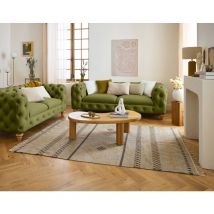Lisa Design - Walter - 3-sizter sofa chesterfield samt - holzfüße - grün